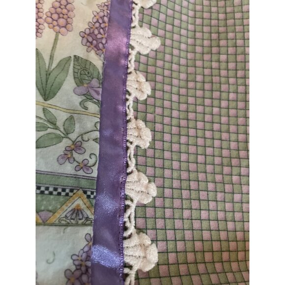Vintage Handmade Pillowcases Set of 2 Used Standard Size Purple Green Floral - Picture 7 of 16